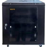 Шкаф настенный GEAR 12U 19\'\' 600x600x650 мм, + полка 19", black (GWMSN-12U-600-600)