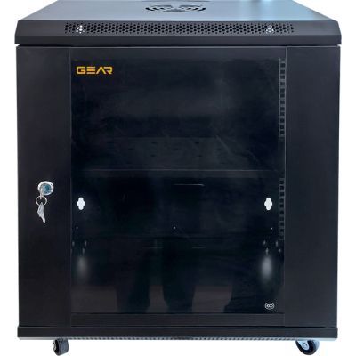 Шафа настінна GEAR 12U 19\'\' 600x600x650 мм, + полка 19", black (GWMSN-12U-600-600)