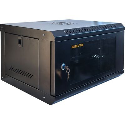 Шкаф настенный GEAR 6U 19\'\' 600x600x350 мм, + полка 19", black (GWMSN-6U-600-600)