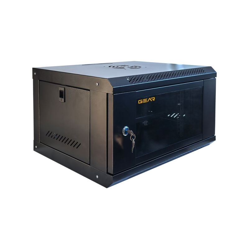 Шкаф настенный GEAR 6U 19'' 600x600x350 мм, + полка 19", black (GWMSN-6U-600-600)