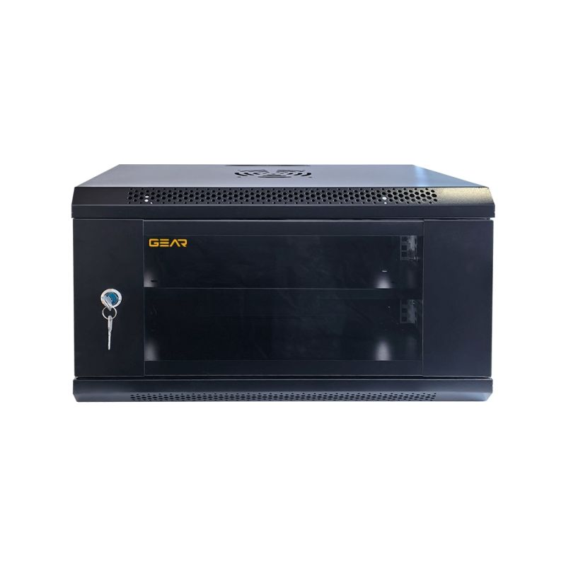 Шкаф настенный GEAR 6U 19'' 600x600x350 мм, + полка 19", black (GWMSN-6U-600-600)