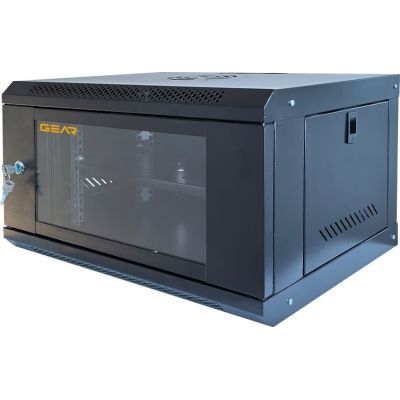 Шкаф настенный GEAR 6U 19\'\' 600x600x350 мм, + полка 19", black (GWMSN-6U-600-600)