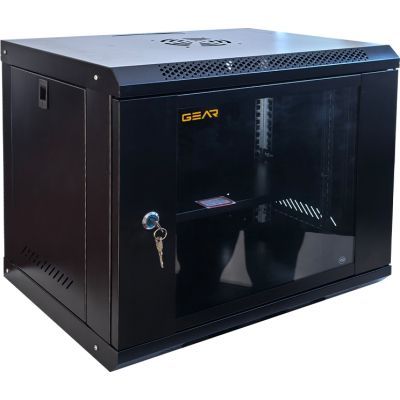 Шкаф настенный GEAR 9U 19\'\' 600x600x500 мм, + полка 19", black (GWMSN-9U-600-600)