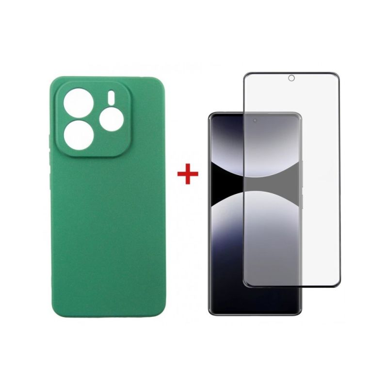 Чехол для мобильного телефона Dengos Kit Xiaomi Redmi Note 14 case Soft + glass (Mint) (DG-KM-131)