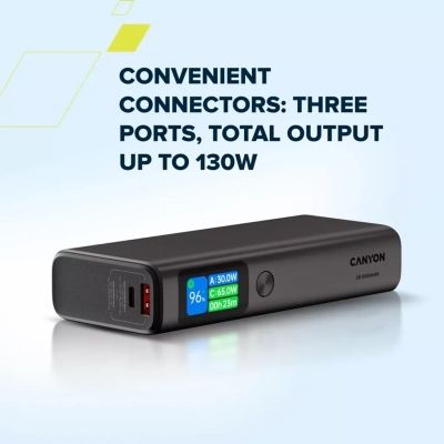 Батарея универсальная Canyon 20000mAh OnPower 230 TFT PD/130W Dark Grey (CNS-CPB230DG)