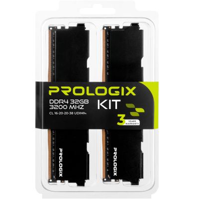 Модуль пам\'яті для комп\'ютера DDR4 32GB (2x16GB) 3200 MHz Black Prologix (PRO32GB3200B4K)