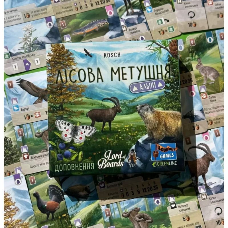 Настольная игра Lord of Boards Лесная суета. Альпы (Forest Shuffle: Alpine Expansion) (укр.) дополнение (LOB2405UA)