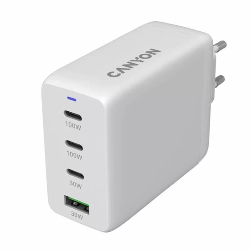 Зарядное устройство Canyon CU100ACC GaN 100W 3xPD 1xQC EU White (CNS-CUW100ACC)