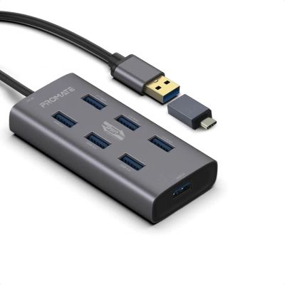 Концентратор Promate USB Hub 7 ports (ezhub-7.grey) (ezhub-7.grey)