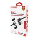 Дата кабель USB 2.0 AM to Lightning + Micro 5P + USB-C (pentapower.black) Promate (pentapower.black)