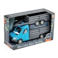 Масштабная модель автомобиля Tigres Mercedes-Benz Sprinter бортовой с прицепом (циан) (39668)