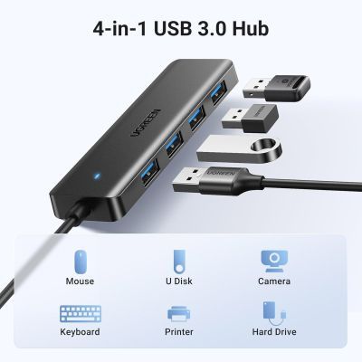 Концентратор Ugreen USB 3.0 to 4хUSB 3.0 0.15m Space Gray CM219 (25851)