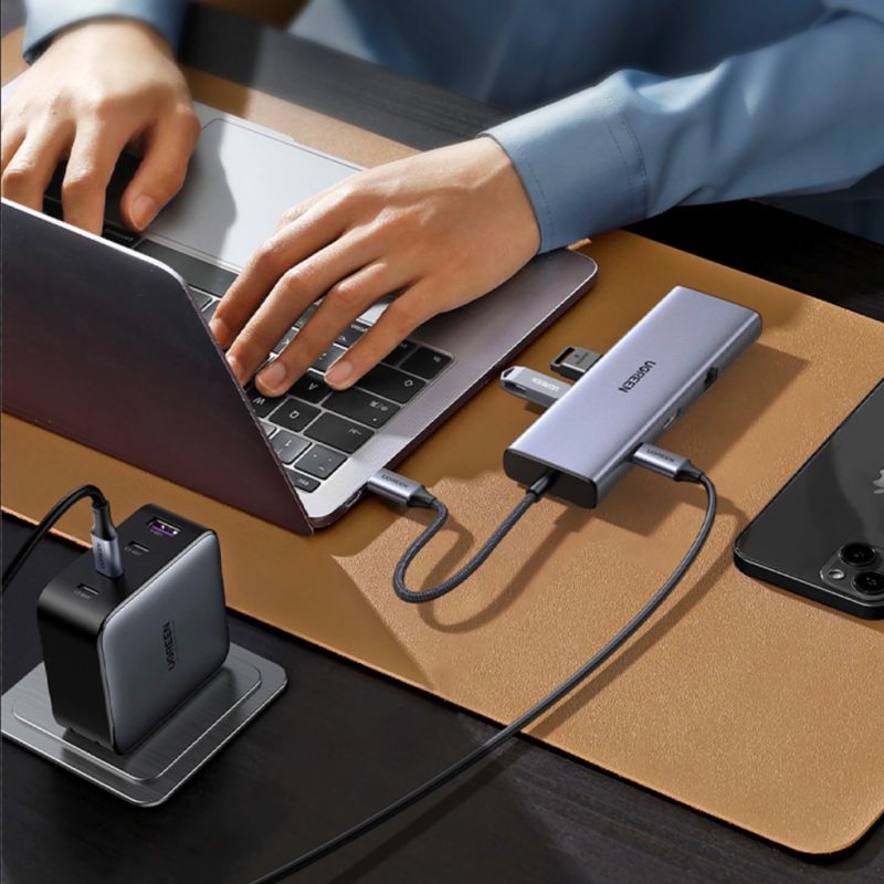 Концентратор Ugreen USB3.1 Type-C to HDMI60Hz/VGA/USB 3.0х3/RJ45/SD/TF/PD 100W 9-in-1 CM498 (15600)
