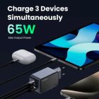 Зарядний пристрій Ugreen 3xUSB 65W (2xUSB-C+USB-A) Gan Nexode Fast Charger Grey X553 (35042)