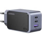 Зарядний пристрій Ugreen 3xUSB 65W (2xUSB-C+USB-A) Gan Nexode Fast Charger Grey X553 (35042)