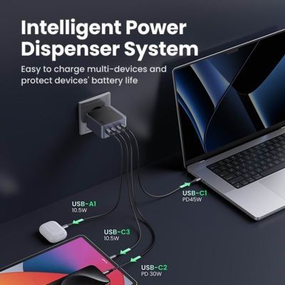 Зарядний пристрій Ugreen 4xUSB 100W (3xUSB-C+USB-A) Gan Nexode Fast Charger Grey X565 (35043)