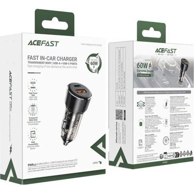 Зарядное устройство Acefast 2xUSB 60W (USB-C + USB-A) B12 (6974316282914)