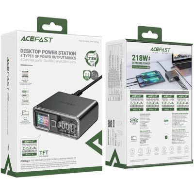 Зарядное устройство Acefast 4xUSB 218W (3xUSB-C + USB-A) Gan Z4 Fast Charger (6974316282587)
