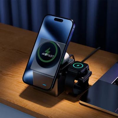 Зарядний пристрій Acefast Wireless QI 3in1 15W E18 Rubik\'\'s (6974316282884)