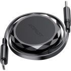 Дата кабель USB-C to USB-C 0.8m 60W dual retraction C13-03 Black Acefast (6974316280132)