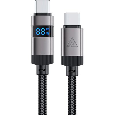 Дата кабель USB-C to USB-C 1.2m 60W digital display C15-03 Black Acefast (6974316283720)