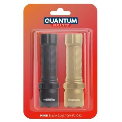 Ліхтар Quantum (QM-FL1042) Minik 3W LED з USB Black-Gold, 2 шт./уп. (QM-FL1042)