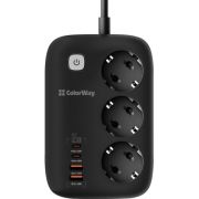 Мережевий фільтр живлення ColorWay (CW-CHE34PDB) 3 роз/4USB GaN3 Pro (CW-CHE34PDB)