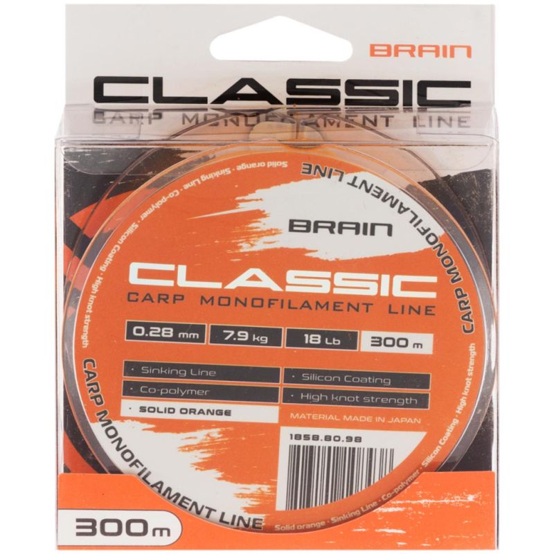 Леска Brain Classic Carp Line (solid orange) 300m 0.28mm 18lb 7.9kg (1858.80.98)