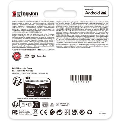 Карта памяти Kingston 64GB microSDXC сlass 10 UHS-I U3 V30 A2 Canvas Go Plus G4 (SDCG4/64GB)