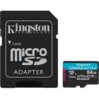 Карта пам\'яті Kingston 64GB microSDXC сlass 10 UHS-I U3 V30 A2 Canvas Go Plus G4 (SDCG4/64GB)