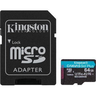 Карта пам\'яті Kingston 64GB microSDXC сlass 10 UHS-I U3 V30 A2 Canvas Go Plus G4 (SDCG4/64GB)