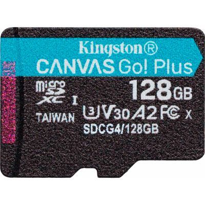 Карта пам\'яті Kingston 128GB microSDXC сlass 10 UHS-I U3 V30 A2 Canvas Go Plus G4 (SDCG4/128GBSP)