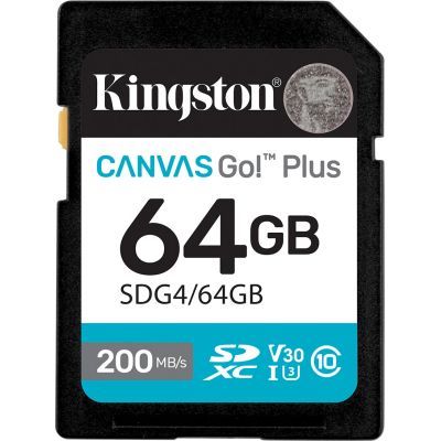 Карта пам\'яті Kingston 64GB SDXC сlass 10 UHS-I U3 V30 Canvas Go Plus G4 (SDG4/64GB)