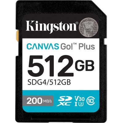 Карта пам\'яті Kingston 512GB SDXC сlass 10 UHS-I U3 V30 Canvas Go Plus G4 (SDG4/512GB)