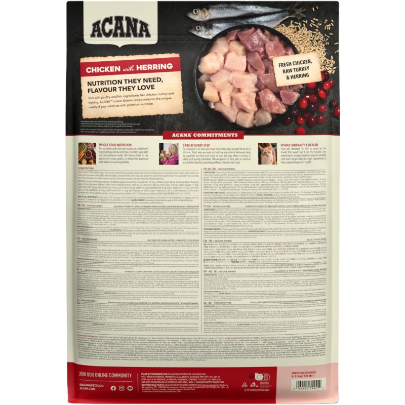 Сухий корм для кішок ACANA Indoor Entree 4.5 кг (0064992714512)