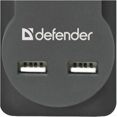 Мережевий фільтр живлення Defender DFS 751, 1.8m, 5роз., 2xUSB (99751)