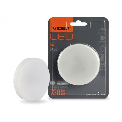 Лампочка Videx LED GX53 8W 3000K 220V (VL-GX53-08533)