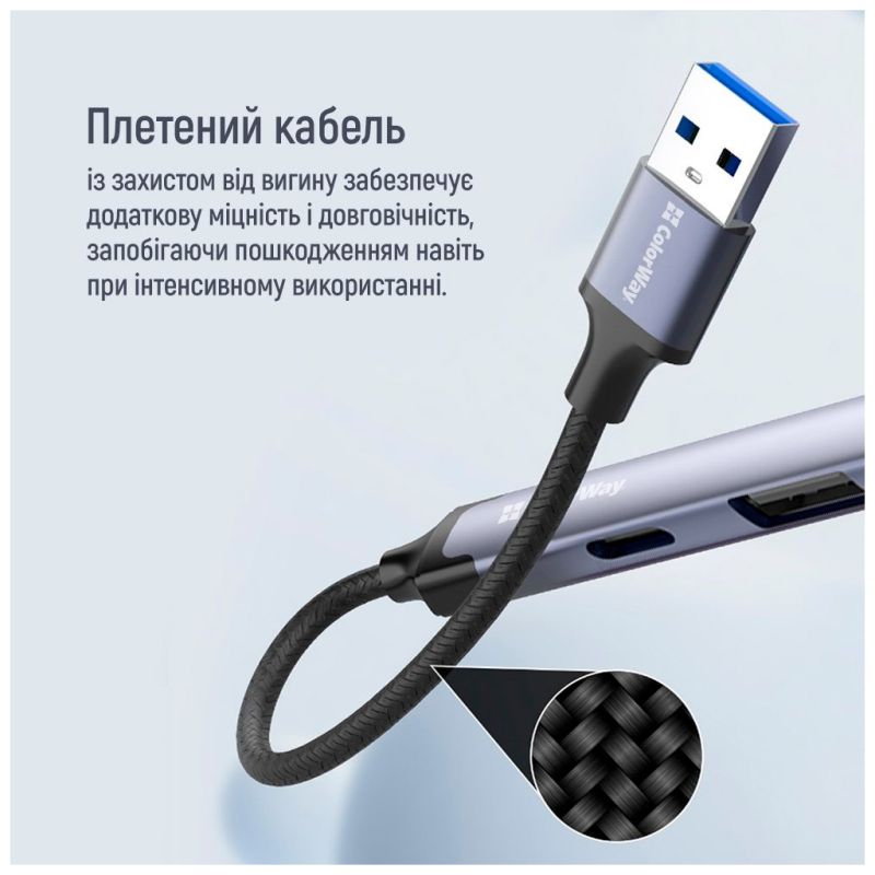 Концентратор ColorWay USB-A/USB-C 4-in-1 USB2.0х2/USB3.0/USB-C2.0 (CW-HUB06)