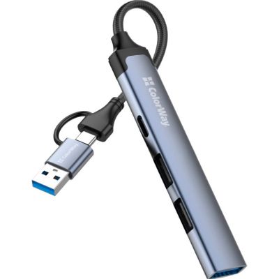 Концентратор ColorWay USB-A/USB-C 4-in-1 USB2.0х2/USB3.0/USB-C2.0 (CW-HUB06)