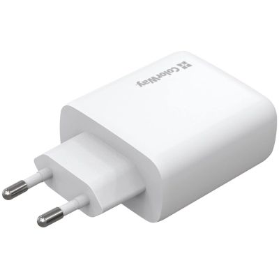 Зарядное устройство ColorWay GaN Mini 50W PD Port PPS USB (Type-C PD 30W + Type-C PD 20W) white (CW-CHS050PD-WT)