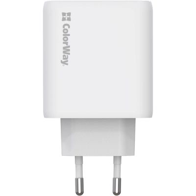 Зарядний пристрій ColorWay GaN Mini 50W PD Port PPS USB (Type-C PD 30W + Type-C PD 20W) white (CW-CHS050PD-WT)