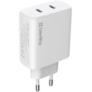 Зарядний пристрій ColorWay GaN Mini 50W PD Port PPS USB (Type-C PD 30W + Type-C PD 20W) white (CW-CHS050PD-WT)