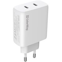 Зарядний пристрій ColorWay GaN Mini 50W PD Port PPS USB (Type-C PD 30W + Type-C PD 20W) white (CW-CHS050PD-WT)