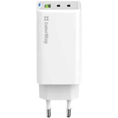 Зарядний пристрій ColorWay GaN Mini 65W PD Port PPS USB (USB-2C1A) white (CW-CHS058PD-WT)