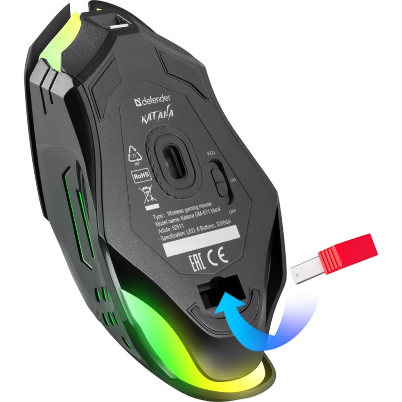Мишка Defender Katana GM-511 LED Wireless Black (52511)
