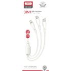 Дата кабель USB 2.0 AM to Lightning + Micro 5P + USB-C 1.0m 2.4A XO (CB-23U3)