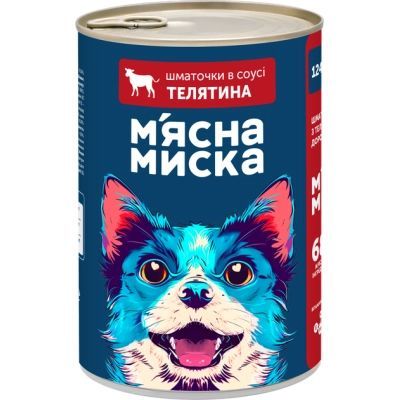 Консерви для собак М\'ясна Миска шматочки в соусі з яловичиною 1240 г (4820255192123)