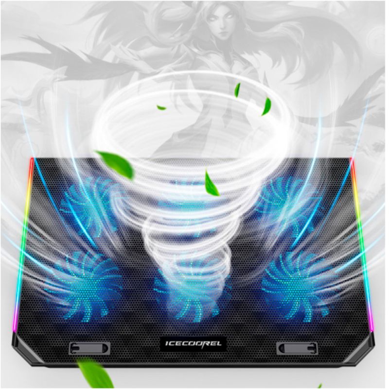 Подставка для ноутбука IceCoorel 10-15.6", 6*80mm 1800 RPM, 2*USB, 366x256x23mm, RGB (A17)