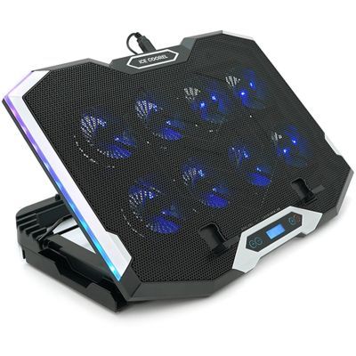 Підставка до ноутбука IceCoorel 10-17", 8*70mm, 2*USB, + LCD, 410x297x40mm, RGB (K10)