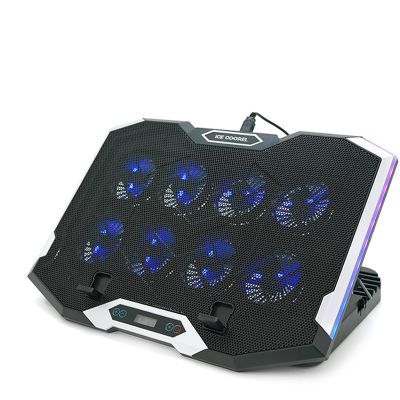 Підставка до ноутбука IceCoorel 10-17", 8*70mm, 2*USB, + LCD, 410x297x40mm, RGB (K10)
